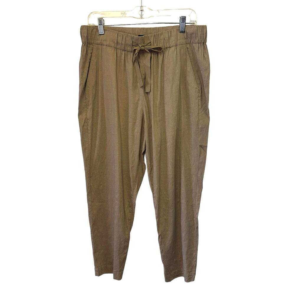 Theory Linenβ Blend Pull-On Pants Large Tan Zipper Hem Lightweight